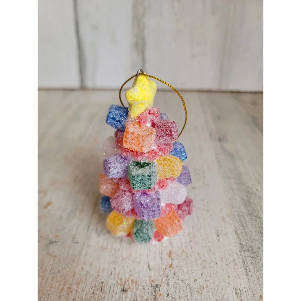 Vintage glitter gumdrop Xmas tree ornament Candy Star home decor unique